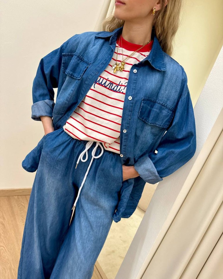 Camicia in chambray blu sfumato Vicolo Shop Online Camicia in chambray blu sfumato Vicolo