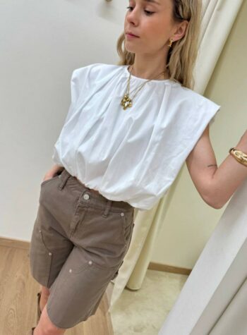 Shop Online Top cotone arricciato bianco Vicolo