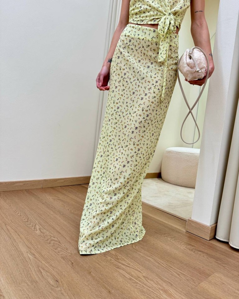 Gonna lunga Gisel micro fiori giallo pastello Mar De Margaritas Shop Online Gonna lunga Gisel micro fiori giallo pastello Mar De Margaritas