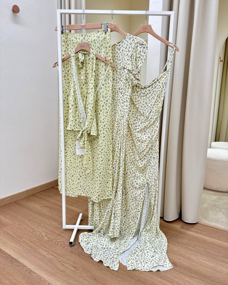 Gonna lunga Gisel micro fiori giallo pastello Mar De Margaritas Shop Online Gonna lunga Gisel micro fiori giallo pastello Mar De Margaritas