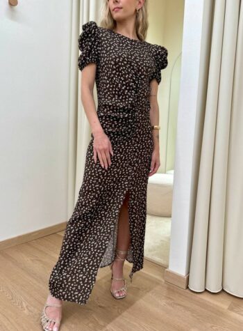 Shop Online Vestito midi floreale moro con drappeggio Vicolo