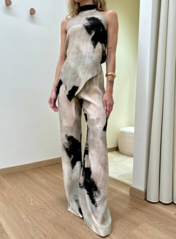 Shop Online Pantalone a zampa fantasia sabbia e moro HaveOne