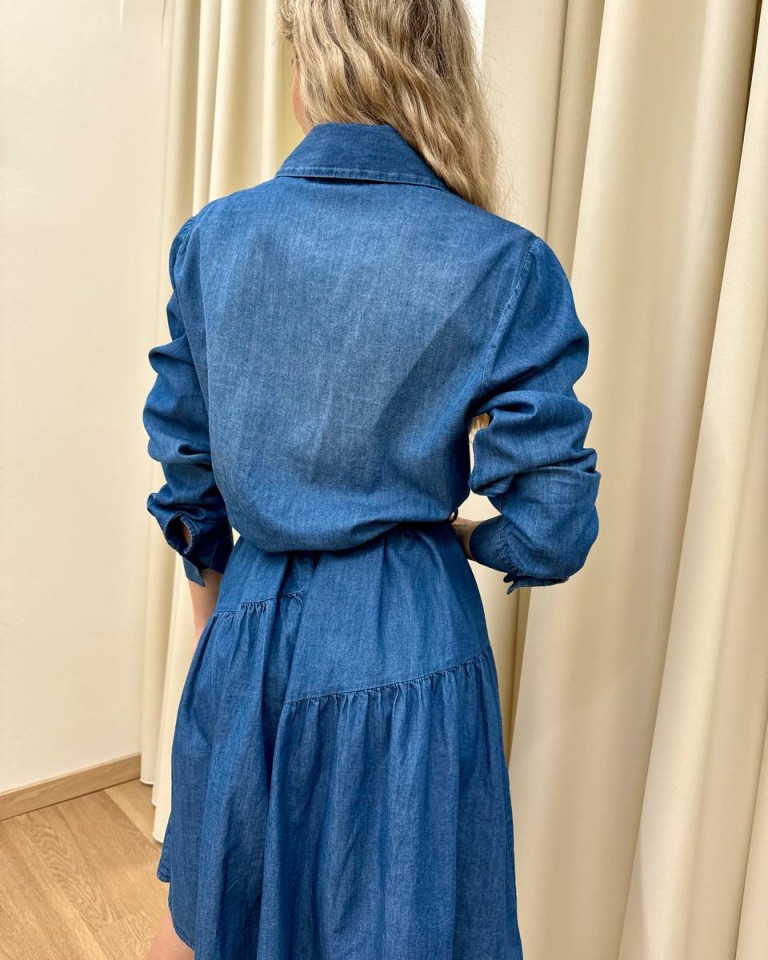 Vestito chemisier blu cintura Vicolo Shop Online Vestito chemisier blu cintura Vicolo