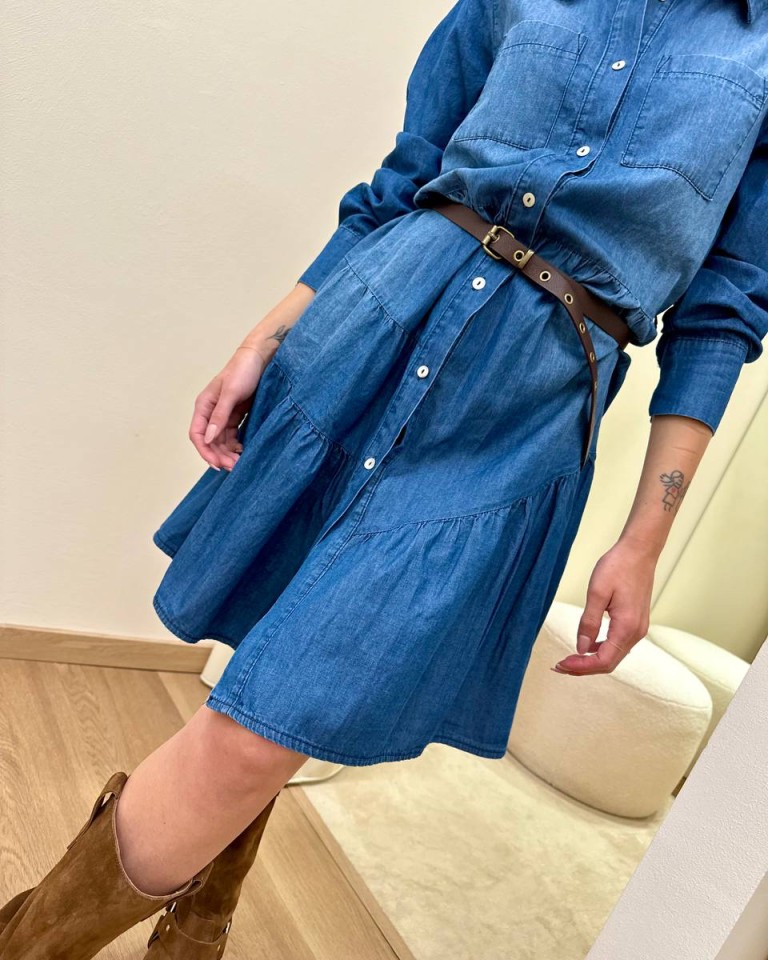 Vestito chemisier blu cintura Vicolo Shop Online Vestito chemisier blu cintura Vicolo