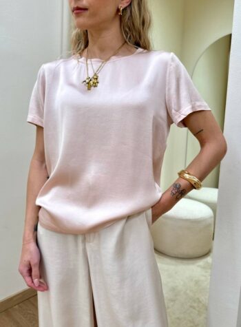 Shop Online T-shirt in raso di viscosa rosa antico Vicolo