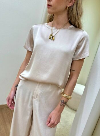 Shop Online T-shirt in raso di viscosa sabbia Vicolo