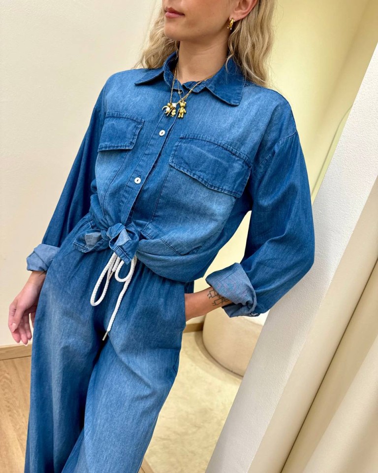 Camicia in chambray blu sfumato Vicolo Shop Online Camicia in chambray blu sfumato Vicolo