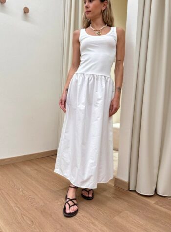 Shop Online Vestito midi maglia e cotone bianco Susy Mix
