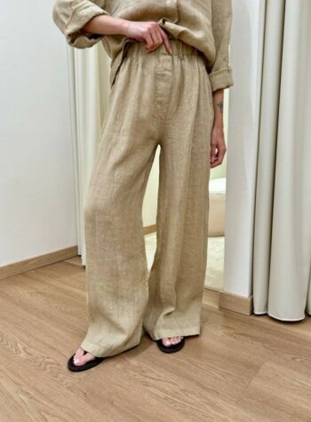 Shop Online Pantalone palazzo in lino safari Kontatto