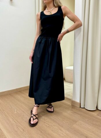 Shop Online Vestito midi maglia e cotone nero Susy Mix