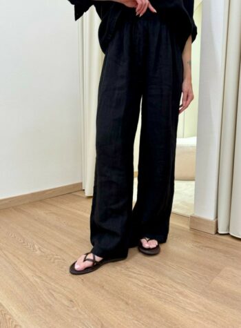 Shop Online Pantalone palazzo in lino nero Kontatto