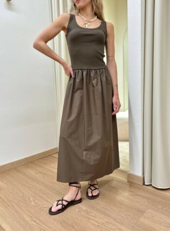 Shop Online Vestito midi maglia e cotone moro Susy Mix