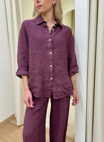 Shop Online Camicia oversize in lino melanzana Kontatto
