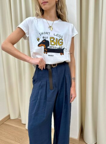 Shop Online T-shirt regular bianca stampa bassotto Vicolo