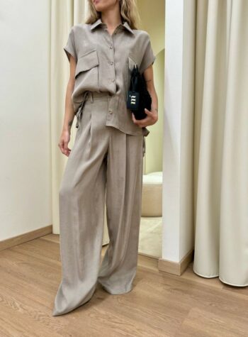 Shop Online Pantalone fluido lyocell sabbia Vicolo