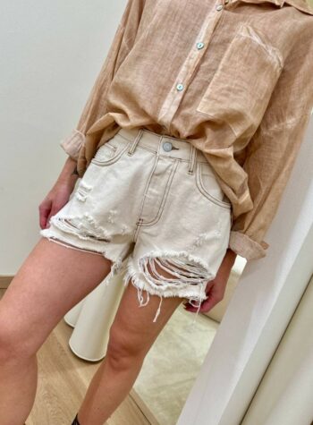 Shop Online Shorts denim con rotture burro HaveOne