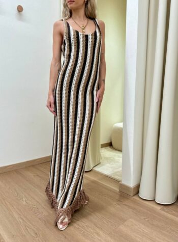 Shop Online Vestito crochet frange moro caffè e panna HaveOne