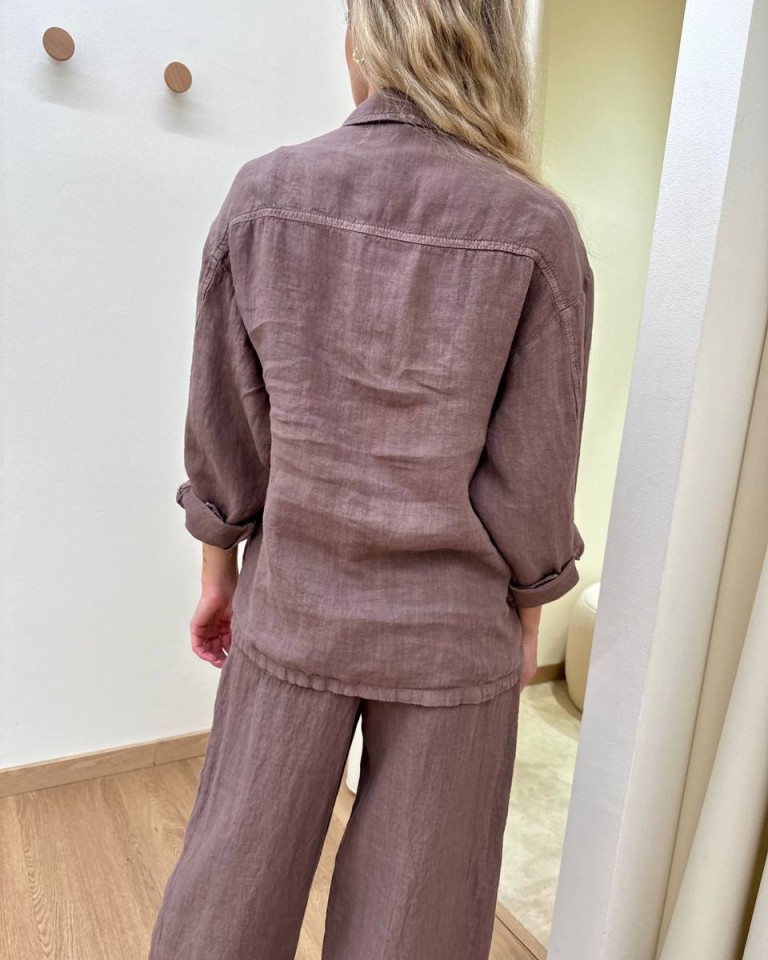 Camicia over in lino moro HaveOne Shop Online Camicia over in lino moro HaveOne