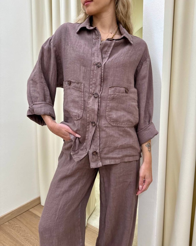 Camicia over in lino moro HaveOne Shop Online Camicia over in lino moro HaveOne