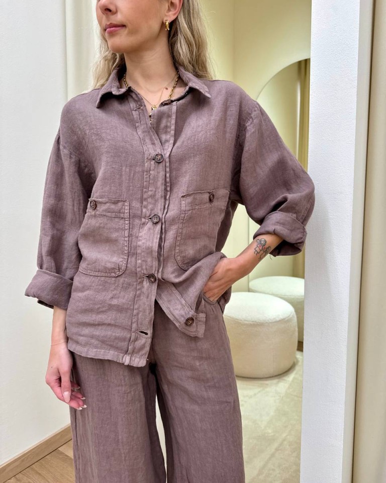Camicia over in lino moro HaveOne Shop Online Camicia over in lino moro HaveOne