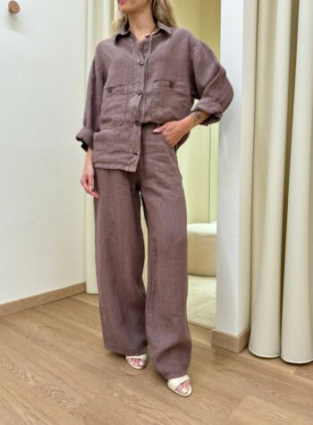 Shop Online Pantalone Bella in lino moro HaveOne