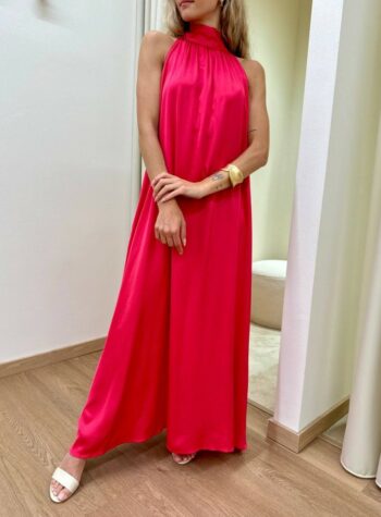 Shop Online Vestito lungo fiocco sul collo rosa corallo Vicolo
