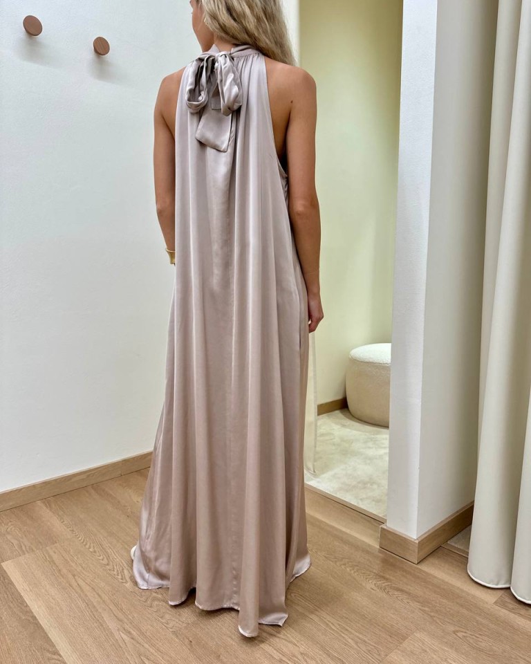 Vestito lungo fiocco sul collo glace Vicolo Shop Online Vestito lungo fiocco sul collo glace Vicolo