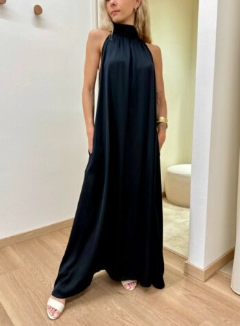 Shop Online Vestito lungo fiocco sul collo nero Vicolo