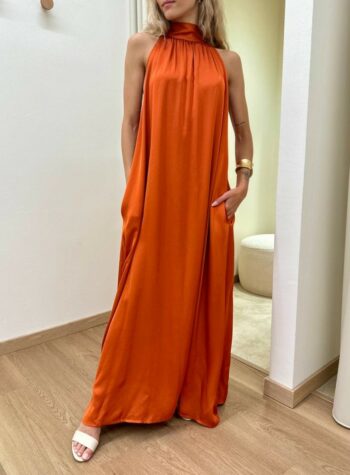 Shop Online Vestito lungo fiocco sul collo papaya Vicolo