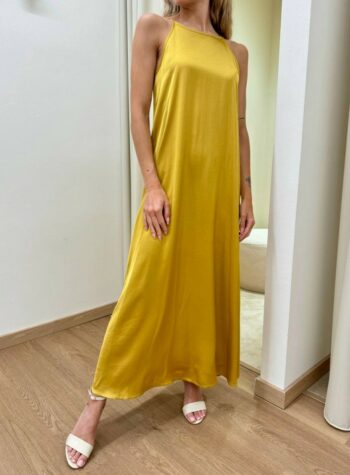 Shop Online Vestito lungo scollo americana senape Vicolo