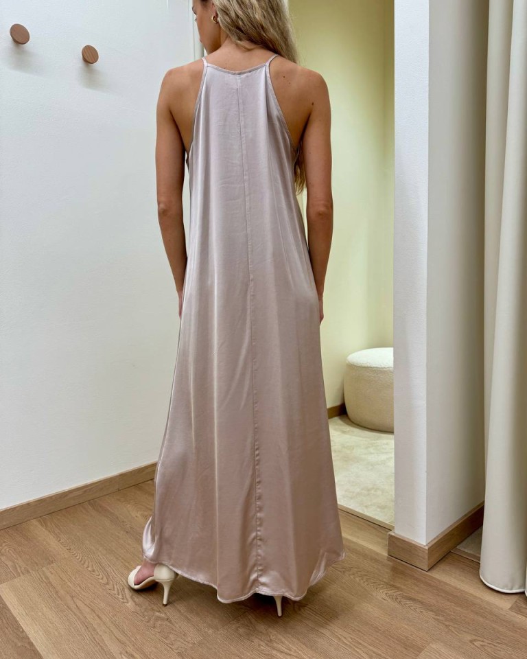 Vestito lungo scollo americana glace Vicolo Shop Online Vestito lungo scollo americana glace Vicolo