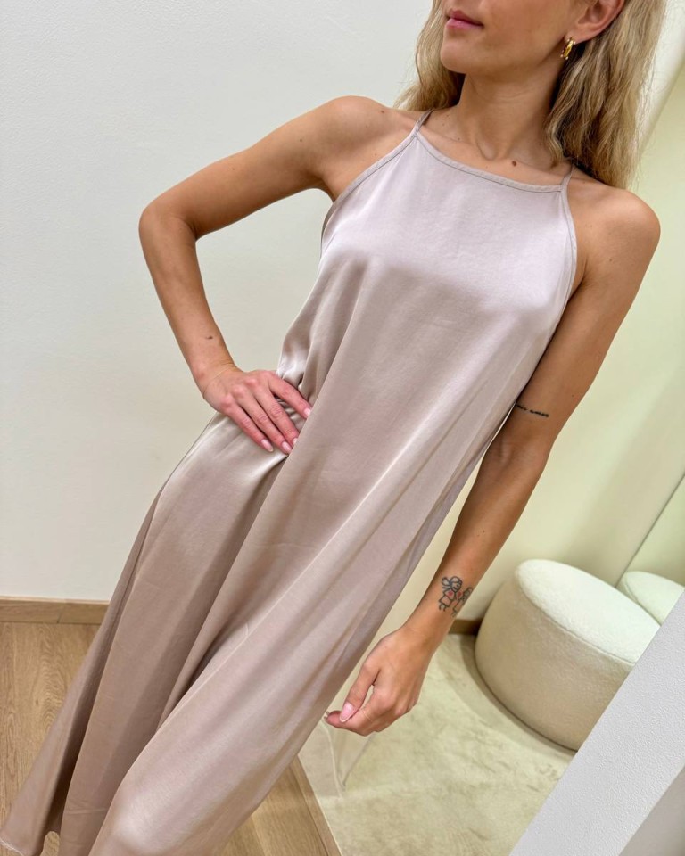 Vestito lungo scollo americana glace Vicolo Shop Online Vestito lungo scollo americana glace Vicolo