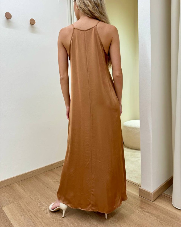 Vestito lungo scollo americana bronzer Vicolo Shop Online Vestito lungo scollo americana bronzer Vicolo