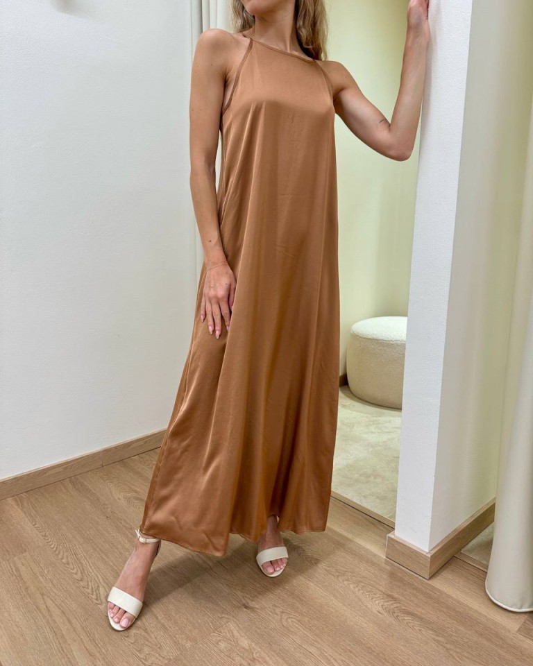 Vestito lungo scollo americana bronzer Vicolo Shop Online Vestito lungo scollo americana bronzer Vicolo