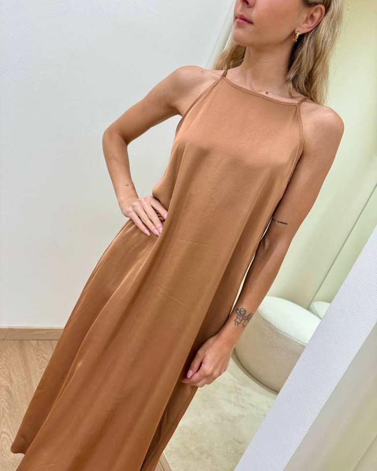 Vestito lungo scollo americana bronzer Vicolo Shop Online Vestito lungo scollo americana bronzer Vicolo