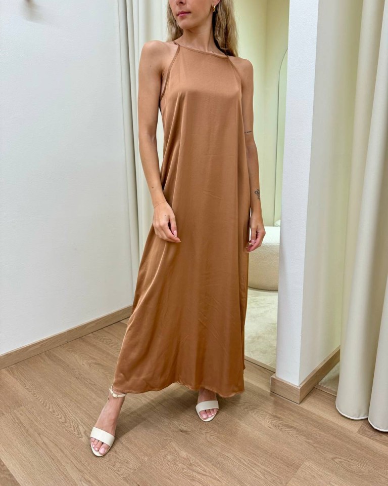 Vestito lungo scollo americana bronzer Vicolo Shop Online Vestito lungo scollo americana bronzer Vicolo