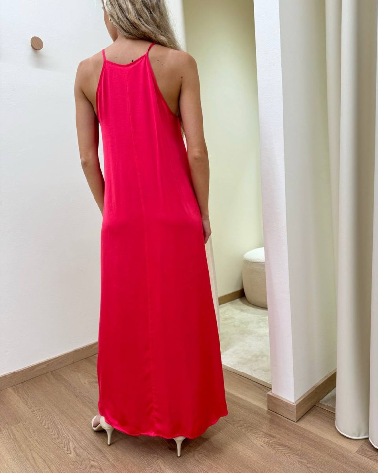 Vestito lungo scollo americana rosa corallo Vicolo Shop Online Vestito lungo scollo americana rosa corallo Vicolo