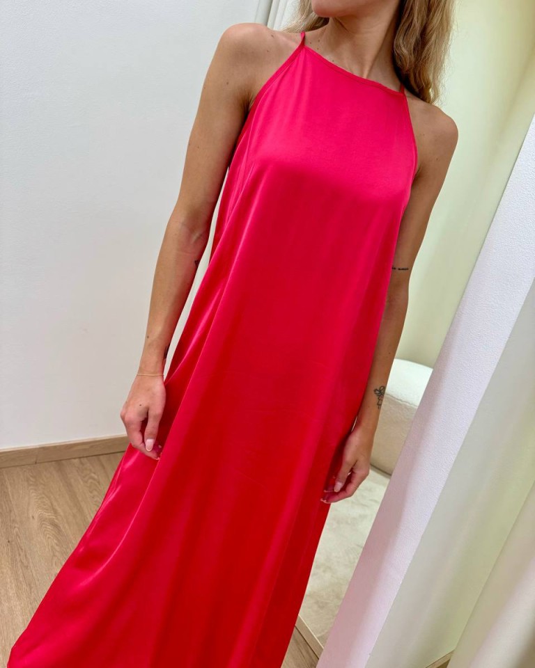 Vestito lungo scollo americana rosa corallo Vicolo Shop Online Vestito lungo scollo americana rosa corallo Vicolo