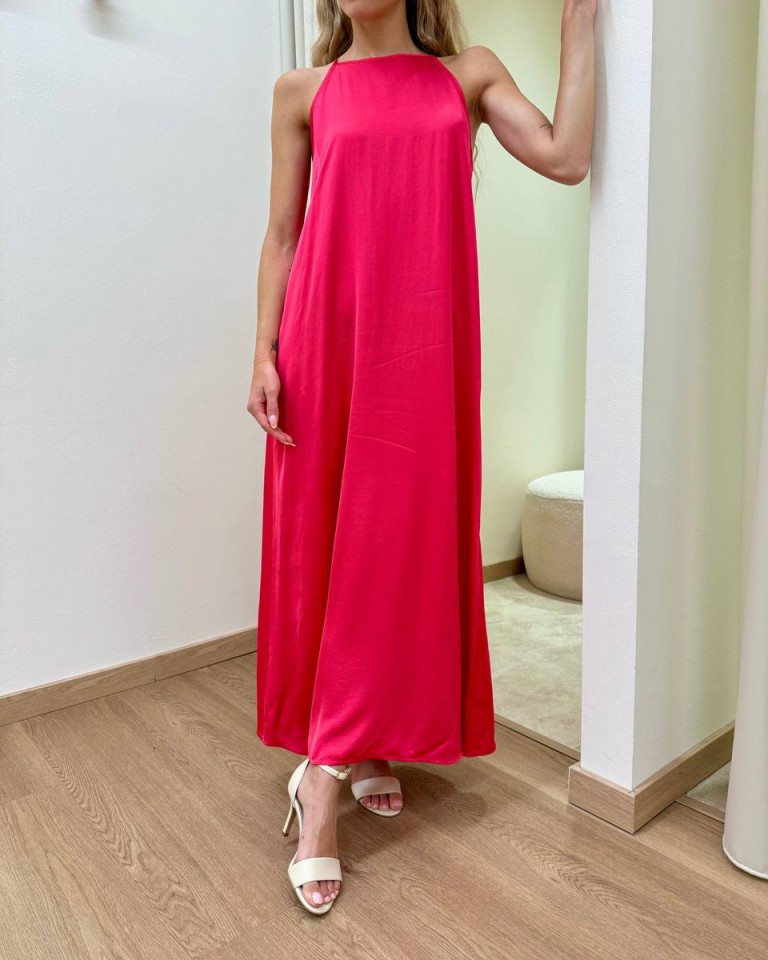 Vestito lungo scollo americana rosa corallo Vicolo Shop Online Vestito lungo scollo americana rosa corallo Vicolo