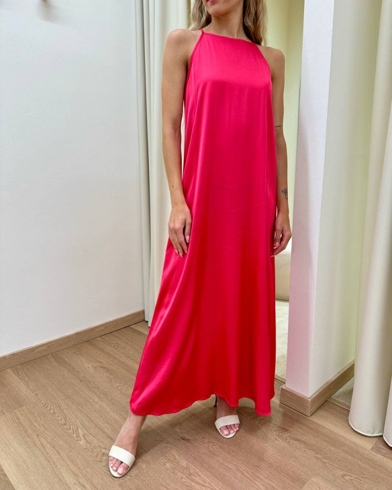 Vestito lungo scollo americana rosa corallo Vicolo Shop Online Vestito lungo scollo americana rosa corallo Vicolo