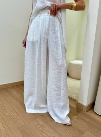 Shop Online Pantalone ampio con pince bianco HaveOne