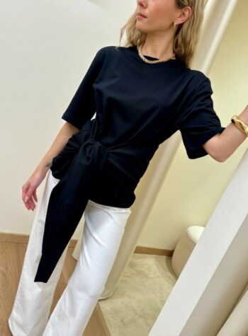 Shop Online T-shirt con nodo nera Vicolo