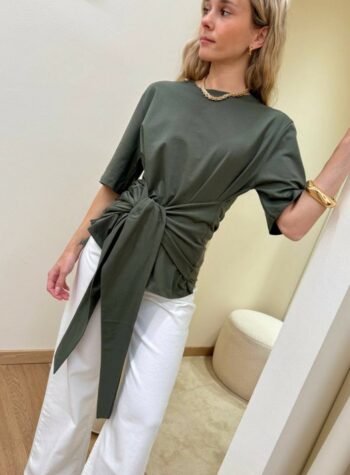 Shop Online T-shirt con nodo verde militare Vicolo