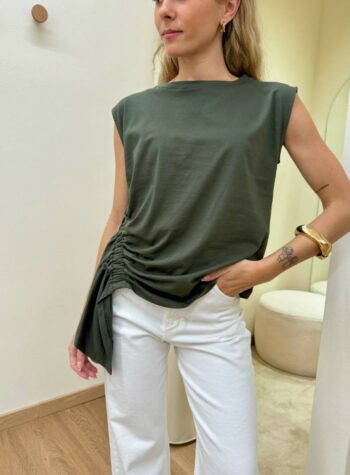Top con arriccio verde militare Vicolo Shop Online Top con arriccio verde militare Vicolo