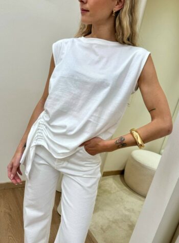 Top con arriccio bianco Vicolo Shop Online Top con arriccio bianco Vicolo