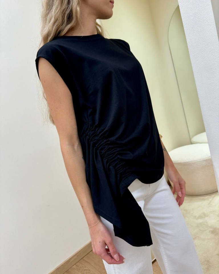 Top con arriccio nero Vicolo Shop Online Top con arriccio nero Vicolo