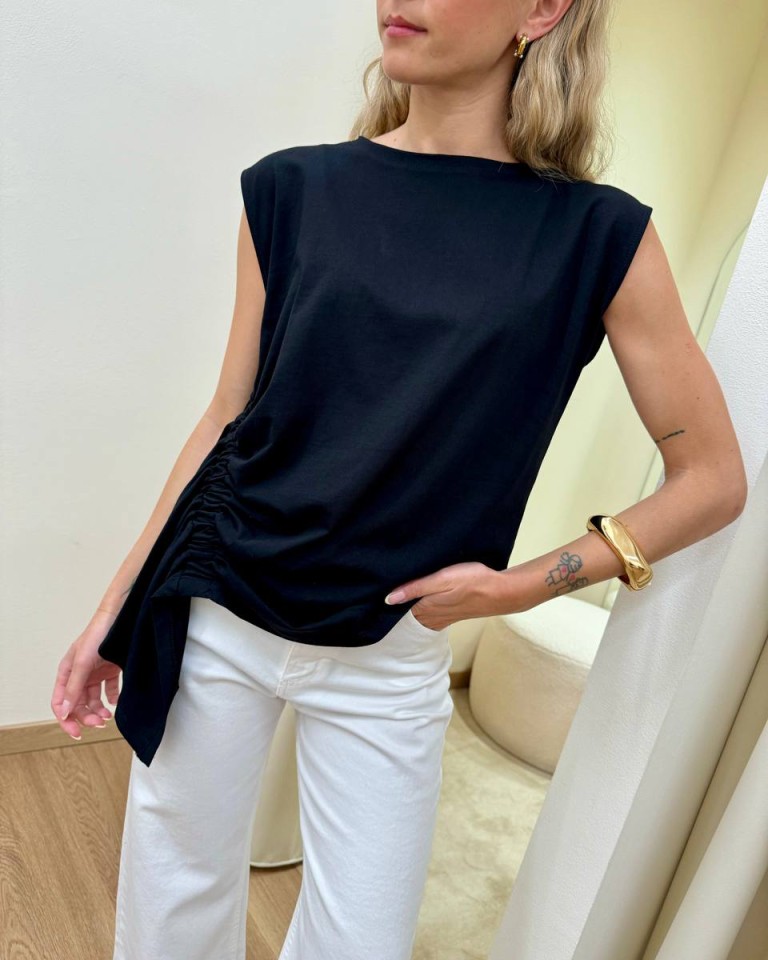 Top con arriccio nero Vicolo Shop Online Top con arriccio nero Vicolo