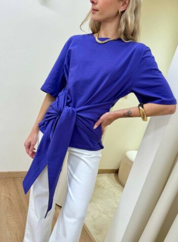 Shop Online T-shirt con nodo viola Vicolo