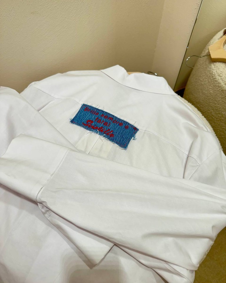 Camicia over bianca "brilla sempre..." Shop Online Camicia over bianca "brilla sempre..."