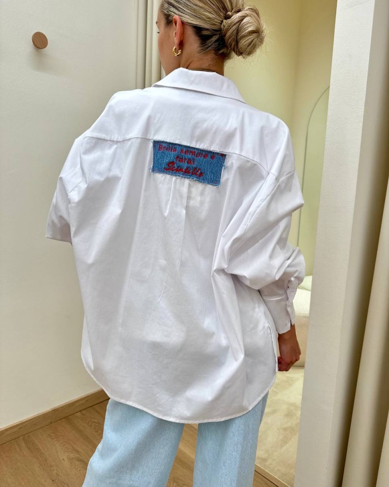 Camicia over bianca "brilla sempre..." Shop Online Camicia over bianca "brilla sempre..."